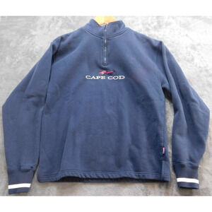Cuffy's Cape Cod Sweatshirt Women's M Blue Embroidered Logo 1/4 Zip
